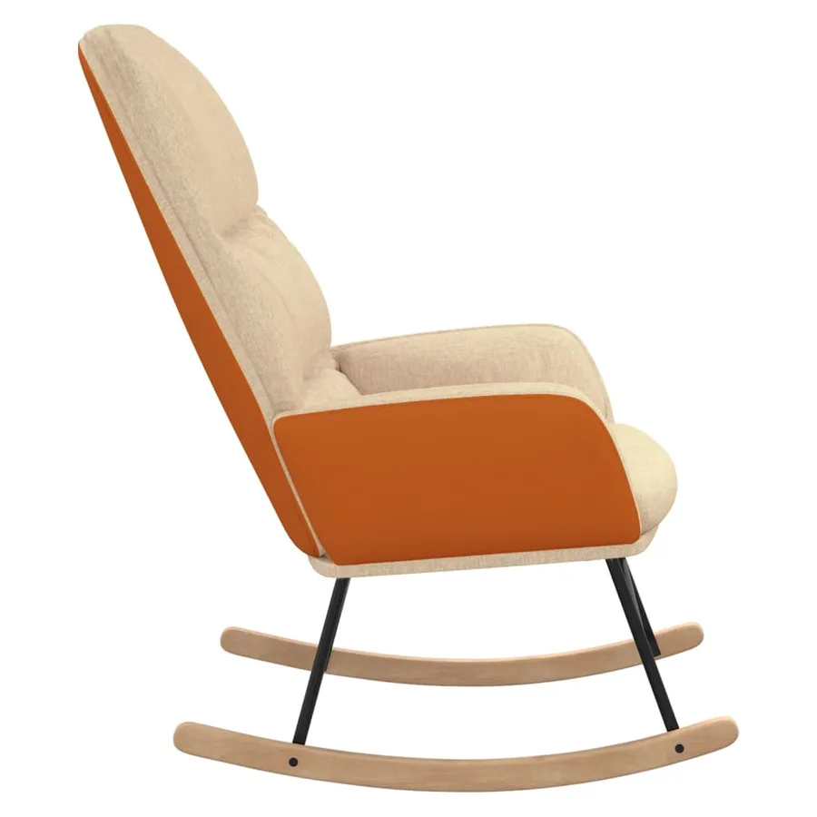 Chaise à bascule Blanc crème Tissu - 4