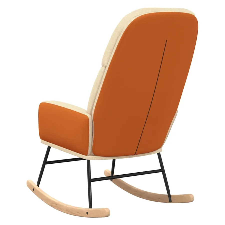 Chaise à bascule Blanc crème Tissu - 5