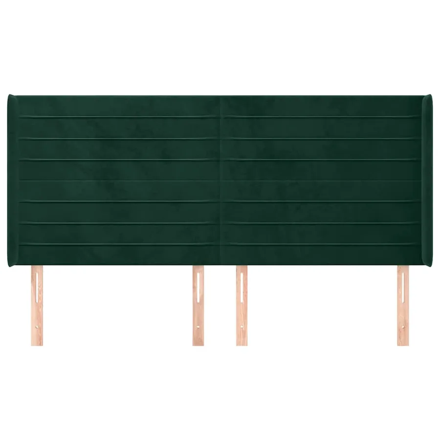 Tête de lit avec oreilles Vert foncé 183x16x118/128 cm Velours - 3