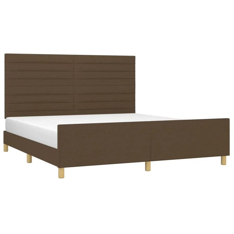Cadre de lit sans matelas marron foncé 160x200 cm tissu - 3