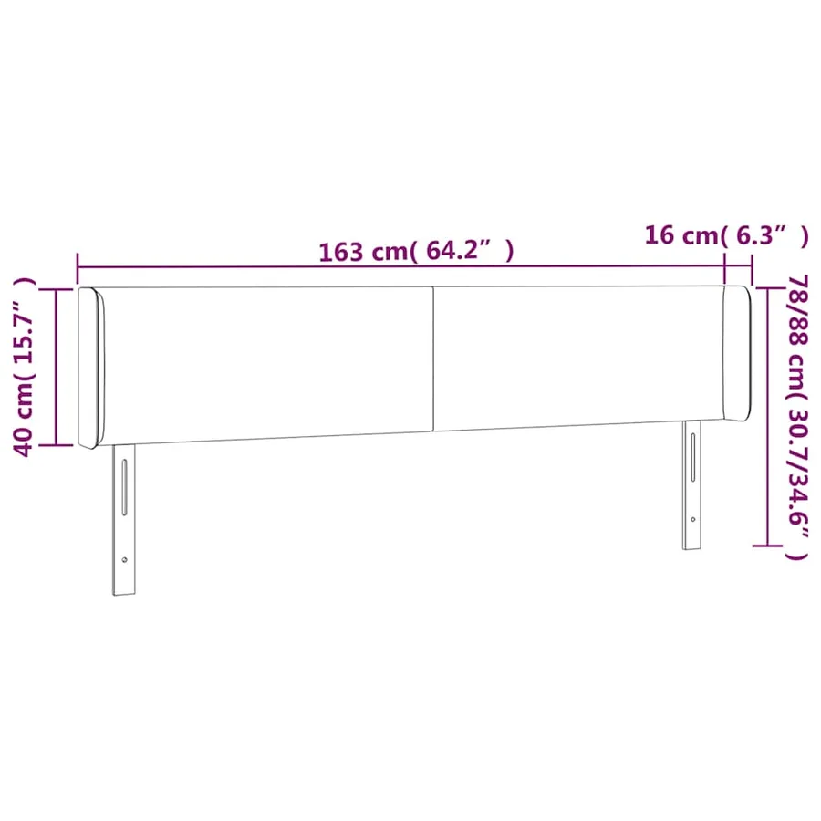 Tête de lit à LED Vert foncé 163x16x78/88 cm Velours - 7