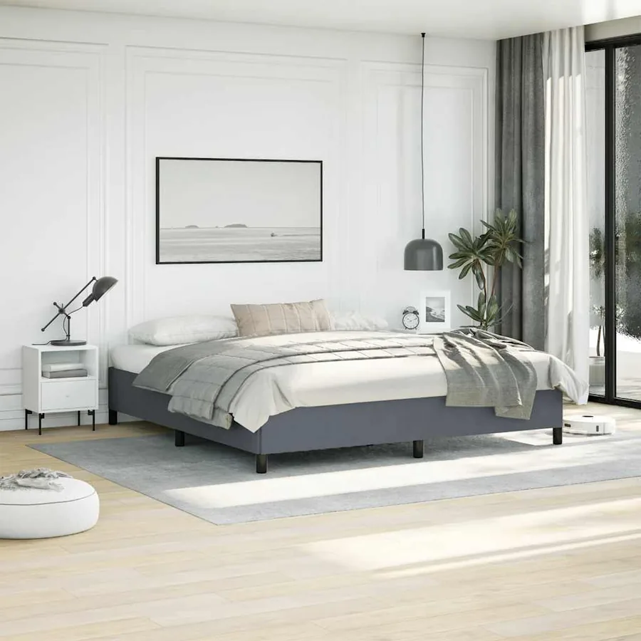 Cadre de lit gris foncé 193x203 cm velours