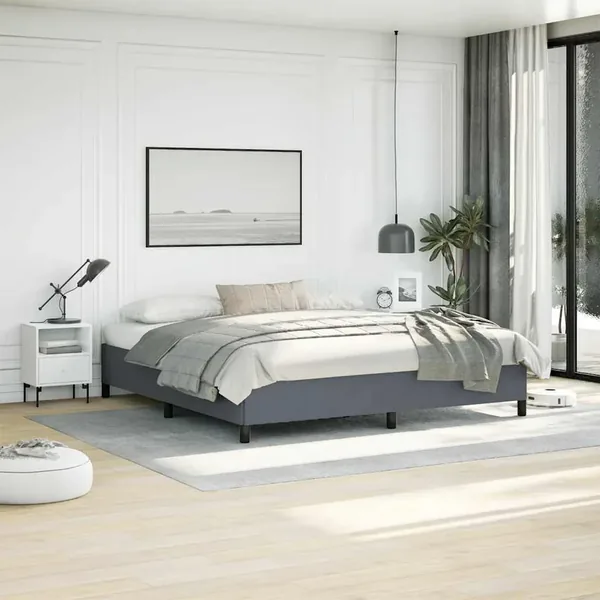 Cadre de lit gris foncé 193x203 cm velours