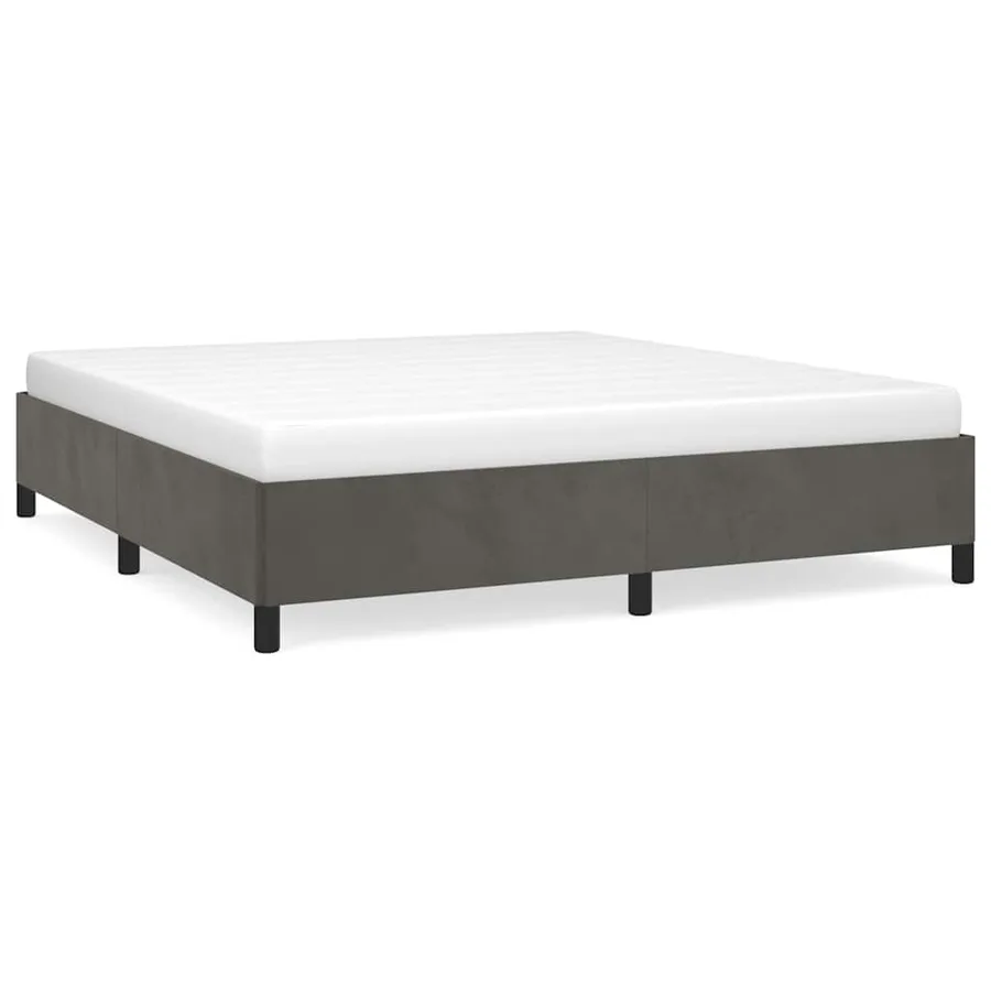 Cadre de lit gris foncé 193x203 cm velours - 2