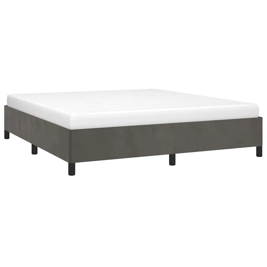 Cadre de lit gris foncé 193x203 cm velours - 4