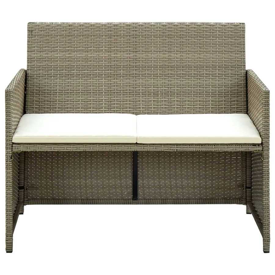 Canapé de jardin à 2 places avec coussins Beige Résine tressée - 2