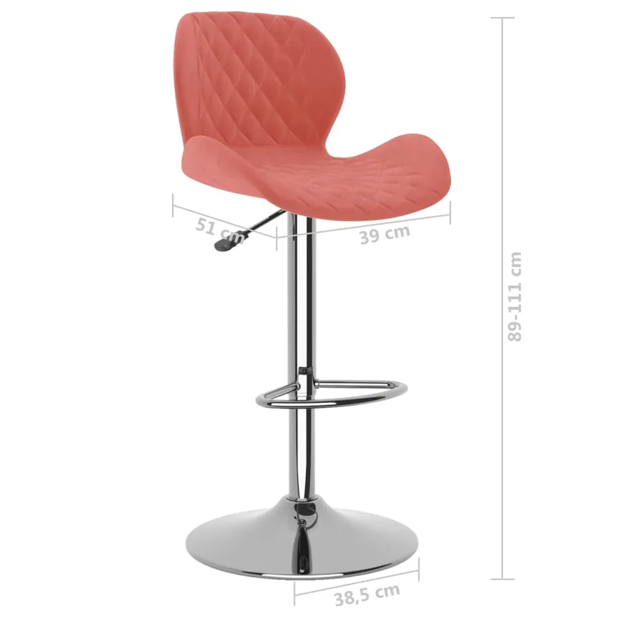 Tabourets de bar lot de 2 rose velours - 9