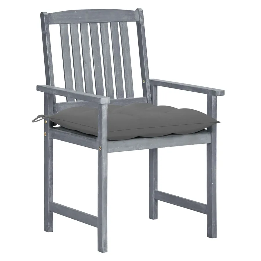 Chaises de jardin et coussins lot de 2 Gris Bois acacia massif - 2