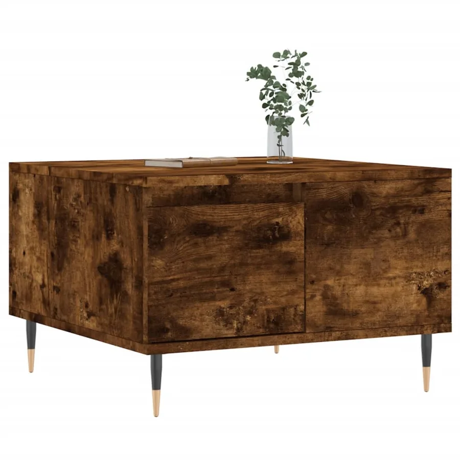 Table basse chêne fumé 55x55x36,5 cm bois d'ingénierie - 3