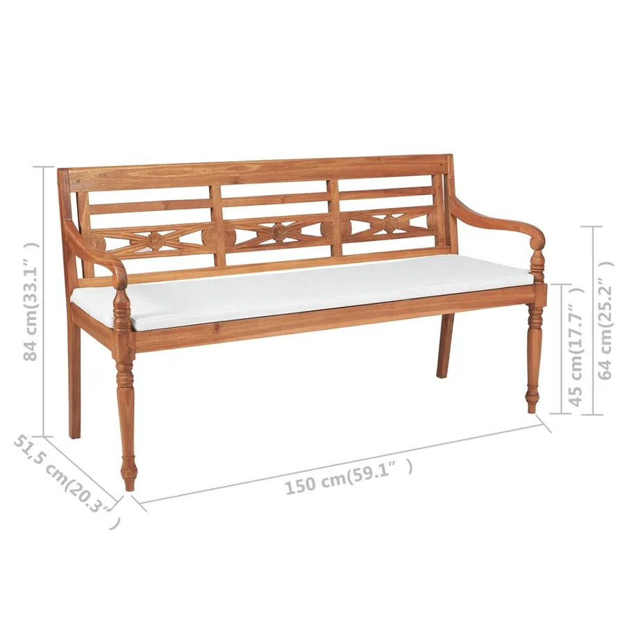 Banc Batavia avec coussin 150 cm Teck - 5