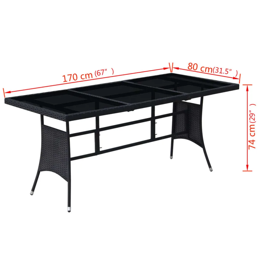 Ensemble à manger d'extérieur 9pcs coussins résine tressée noir - 7