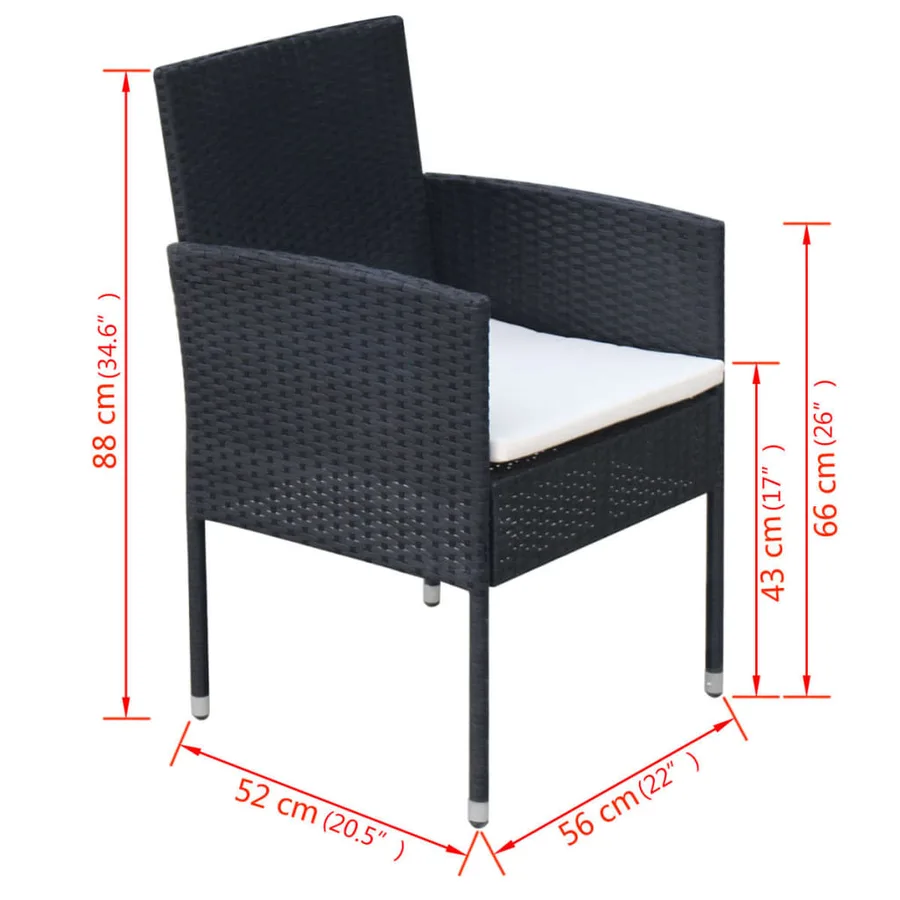 Ensemble à manger d'extérieur 9pcs coussins résine tressée noir - 8
