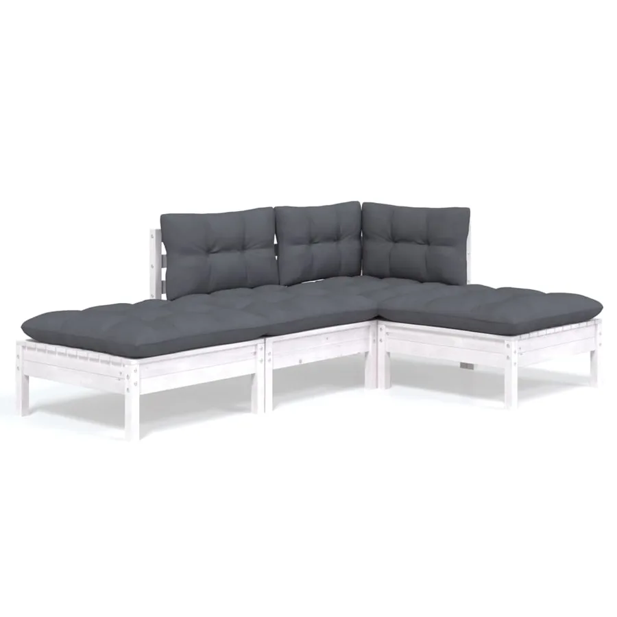 Salon de jardin 4 pcs avec coussins bois de pin massif - 2