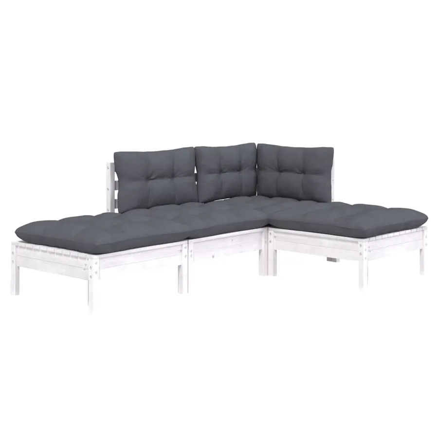 Salon de jardin 4 pcs avec coussins bois de pin massif - 3