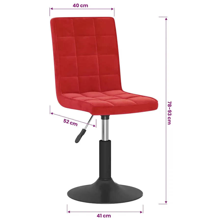 Chaises à manger pivotantes lot de 2 rouge bordeaux velours - 10