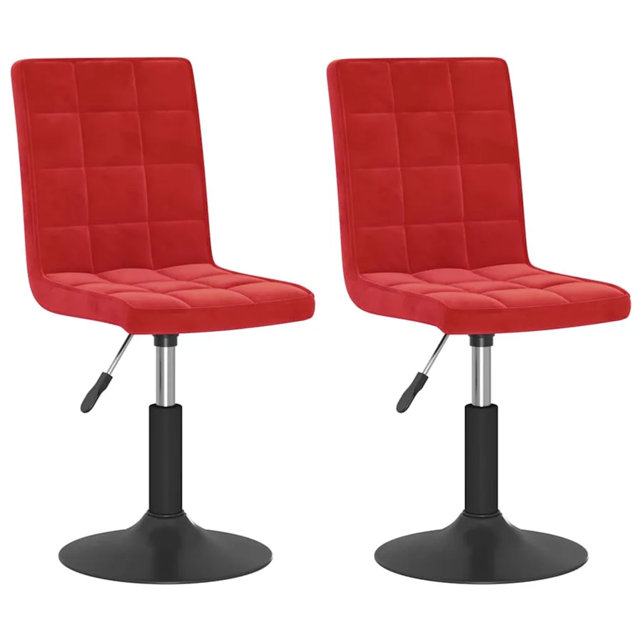 Chaises à manger pivotantes lot de 2 rouge bordeaux velours - 2