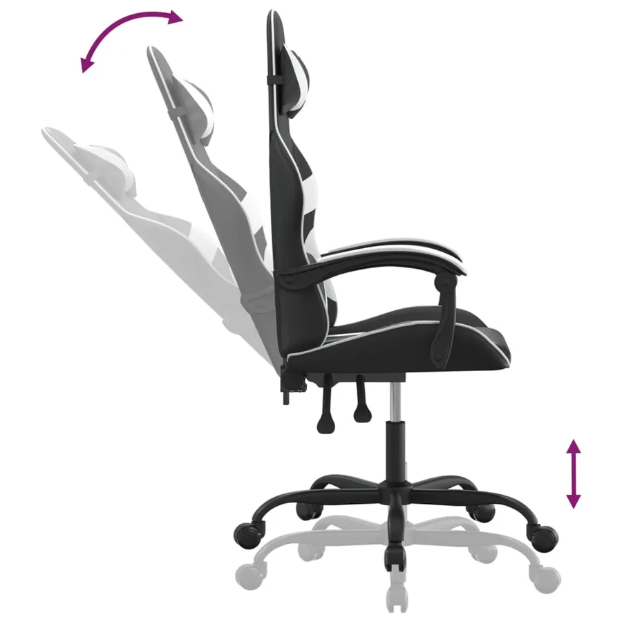 Chaise de jeu Noir et blanc Similicuir - 6