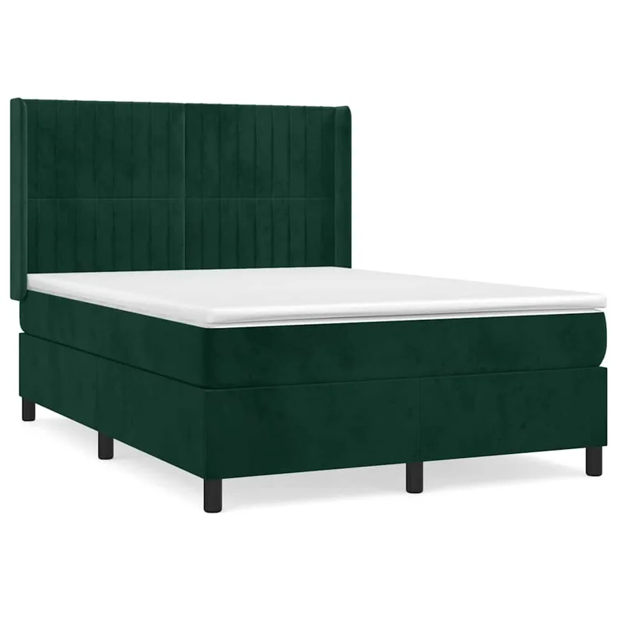 Sommier à lattes de lit et matelas Vert foncé 140x190cm Velours - 2