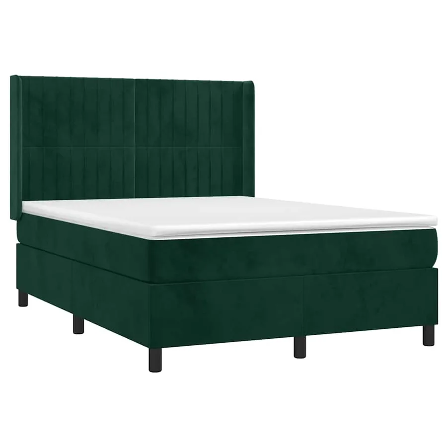 Sommier à lattes de lit et matelas Vert foncé 140x190cm Velours - 3