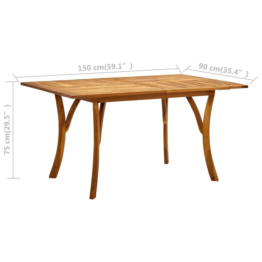Ensemble de salle à manger de jardin 7 pièces 150 x 90 cm Bois d'acacia massif - 12