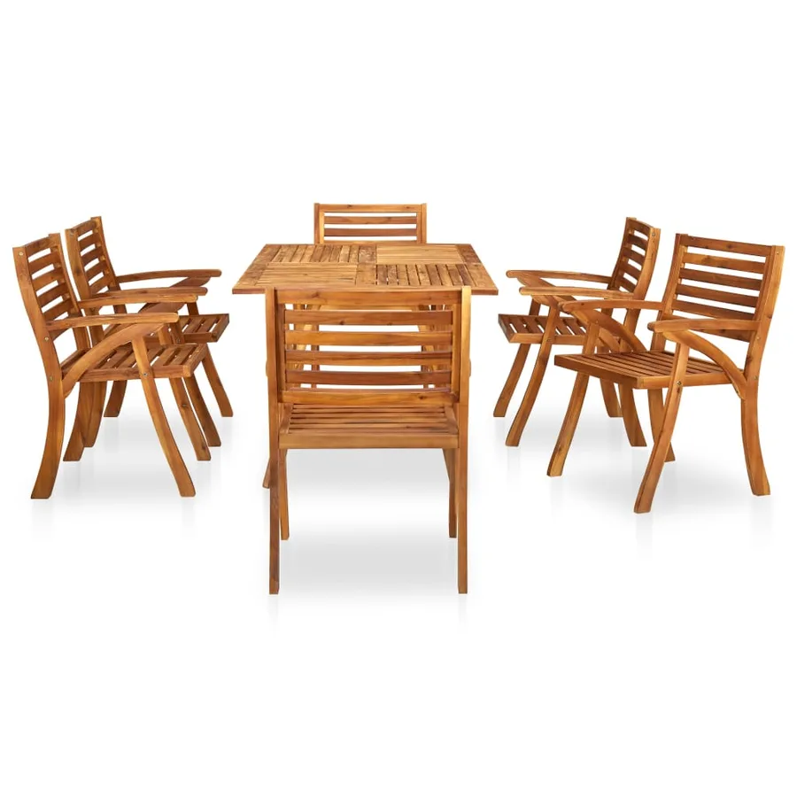 Ensemble de salle à manger de jardin 7 pièces 150 x 90 cm Bois d'acacia massif - 2