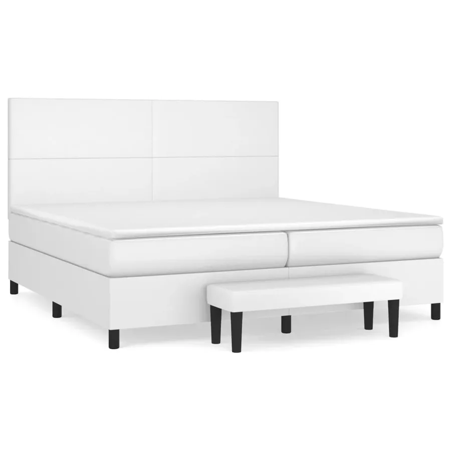 Sommier à lattes de lit avec matelas Blanc 200x200cm Similicuir - 2