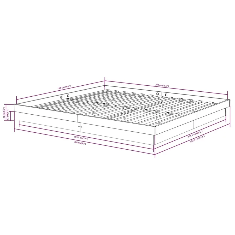 Cadre de lit sans matelas bois massif - 10