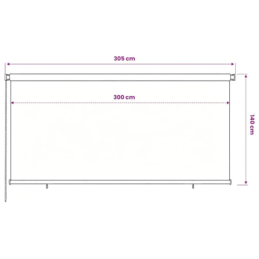 Store roulant d'extérieur 305 (l) x 140 (H) cm noir - 6