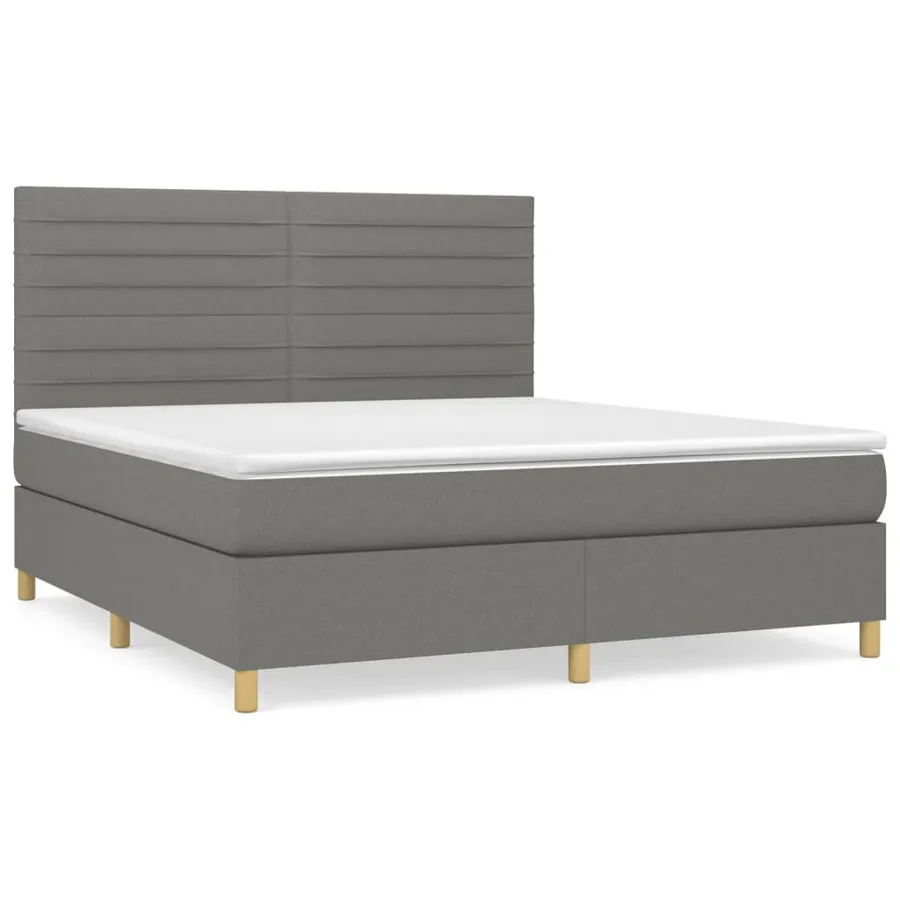 Sommier à lattes de lit avec matelas Gris foncé 180x200cm Tissu - 2