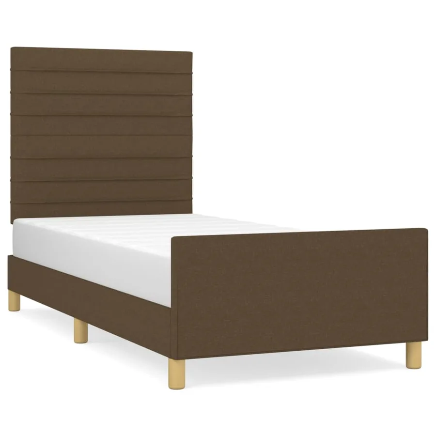 Cadre de lit sans matelas marron foncé 90x200 cm tissu - 2