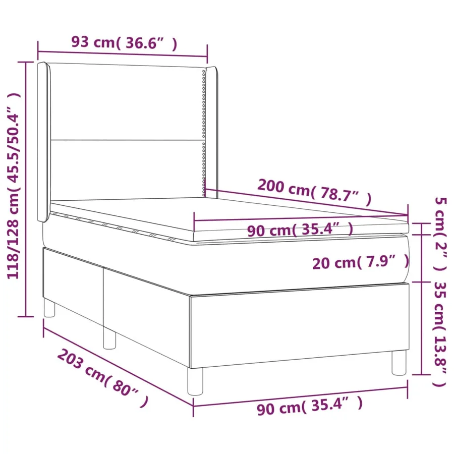 Sommier à lattes de lit avec matelas Rose 90x200 cm Velours - 7