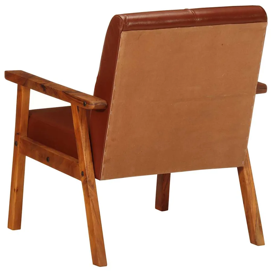 Fauteuil marron cuir véritable - 4