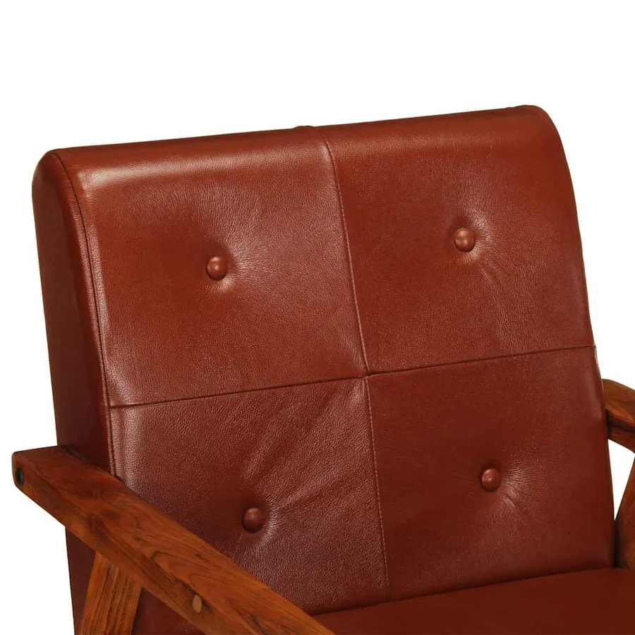 Fauteuil marron cuir véritable - 6