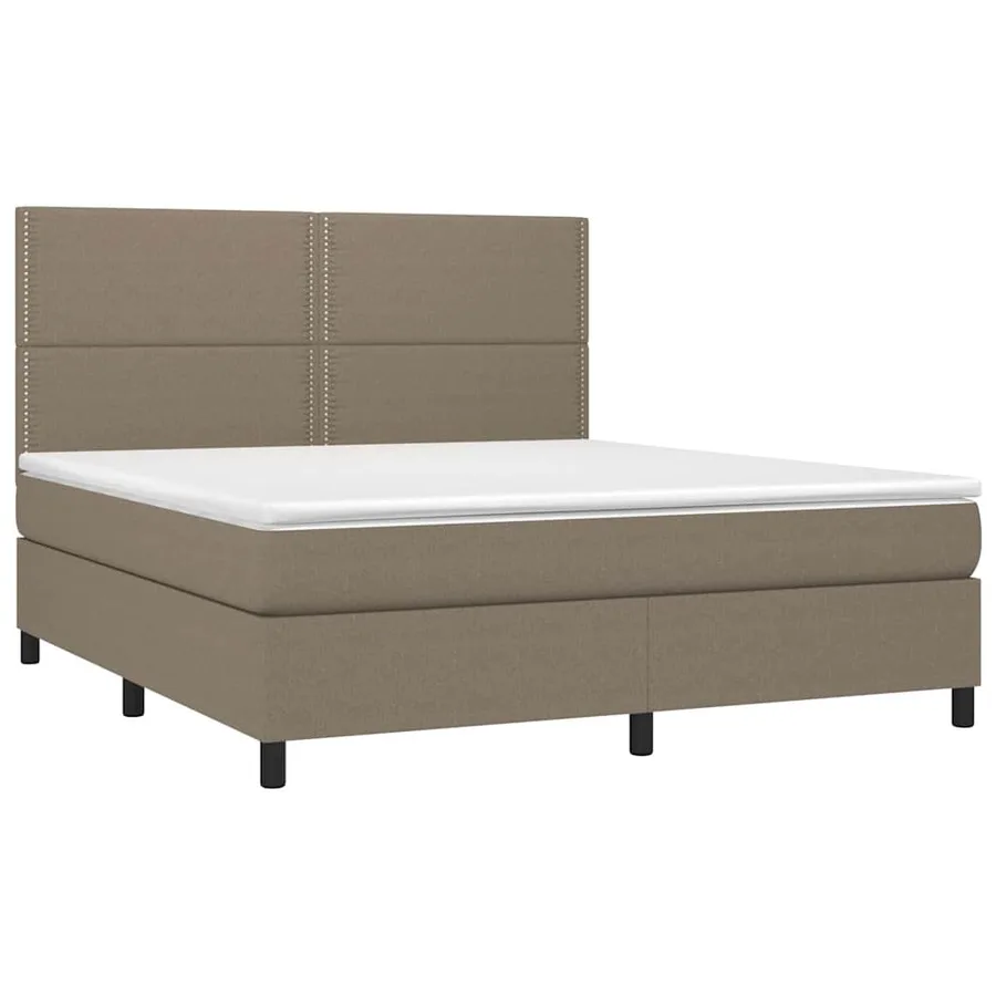 Sommier à lattes de lit et matelas et LED Taupe 180x200cm Tissu - 3