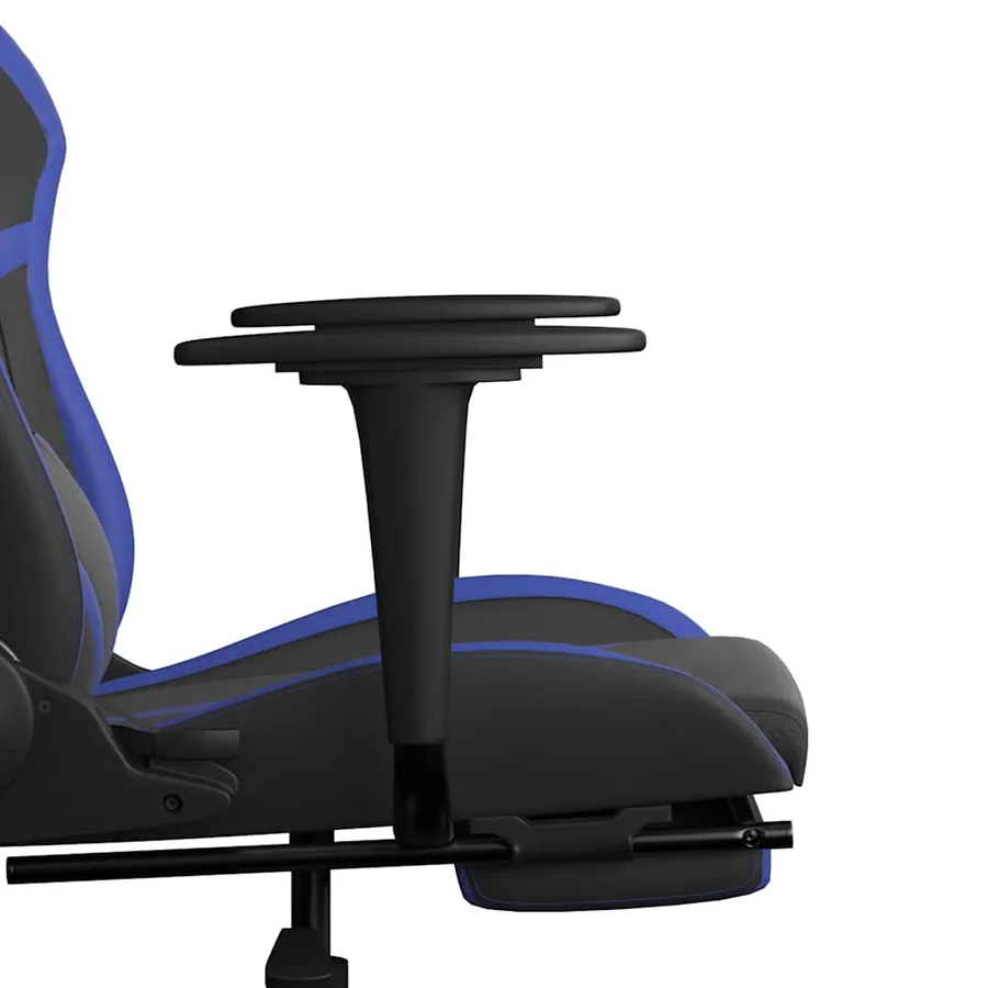 Chaise de jeu de massage et repose-pied Noir et bleu Similicuir - 11