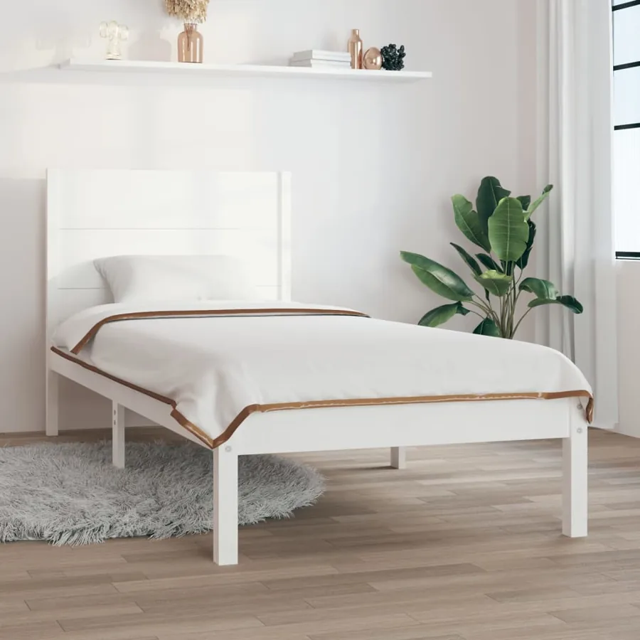 Cadre de lit sans matelas blanc 100x200 cm bois de pin massif
