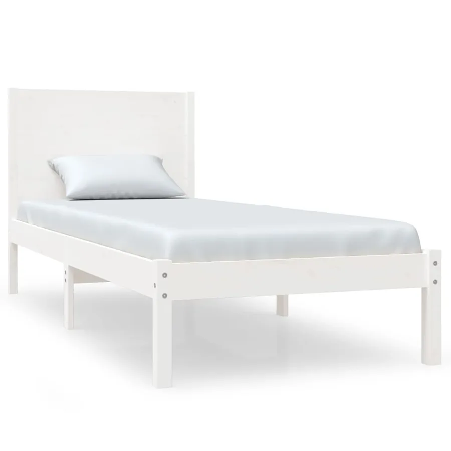 Cadre de lit sans matelas blanc 100x200 cm bois de pin massif - 2