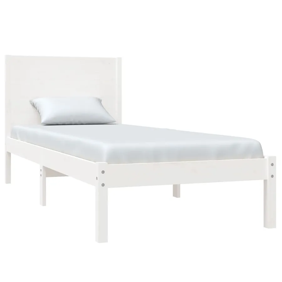 Cadre de lit sans matelas blanc 100x200 cm bois de pin massif - 3