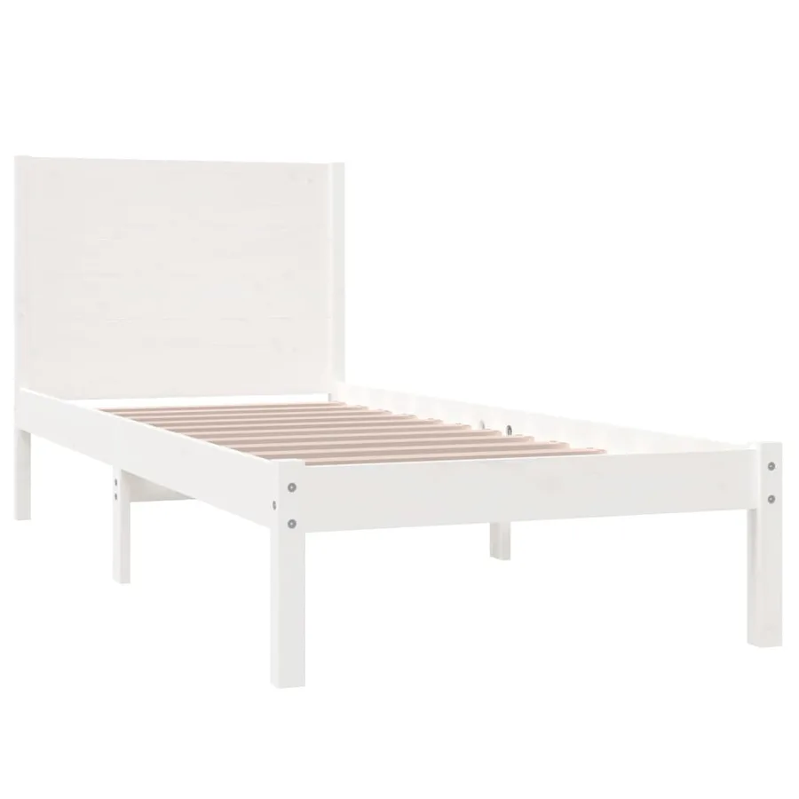 Cadre de lit sans matelas blanc 100x200 cm bois de pin massif - 4