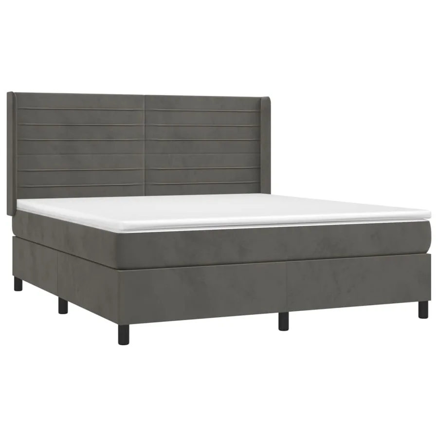 Sommier à lattes de lit matelas et LED Gris foncé 180x200 cm - 4