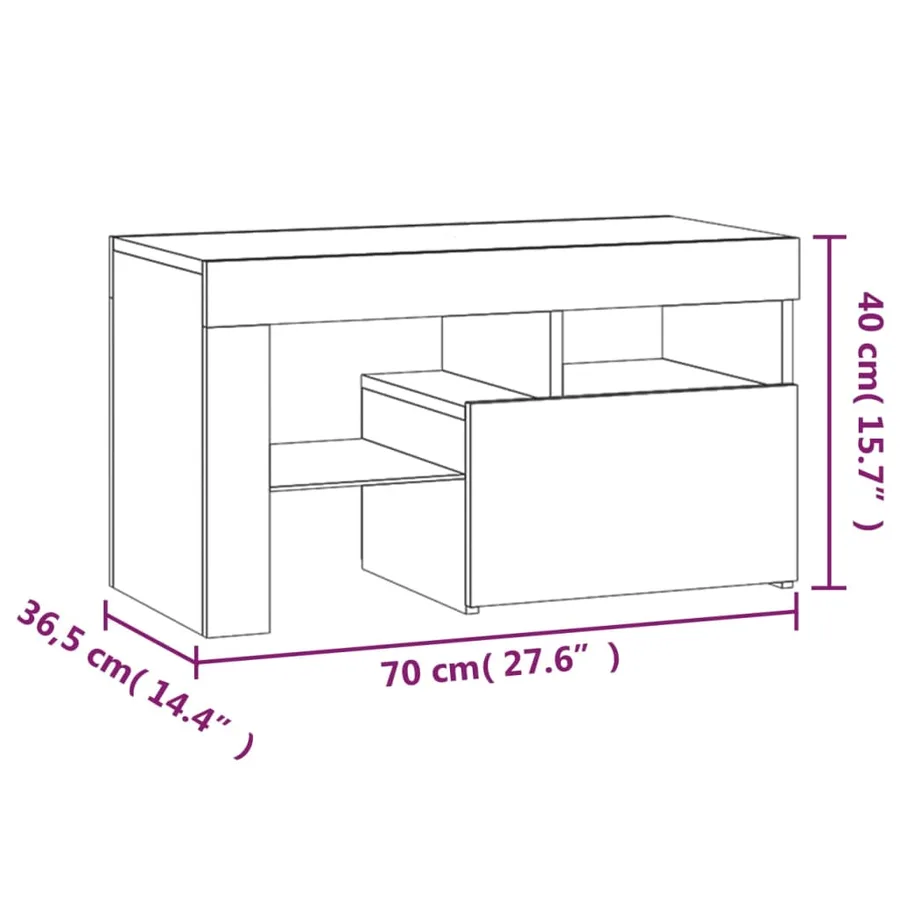 Tables de chevet 2 pcs et lumières LED Blanc 70x36,5x40 cm - 11