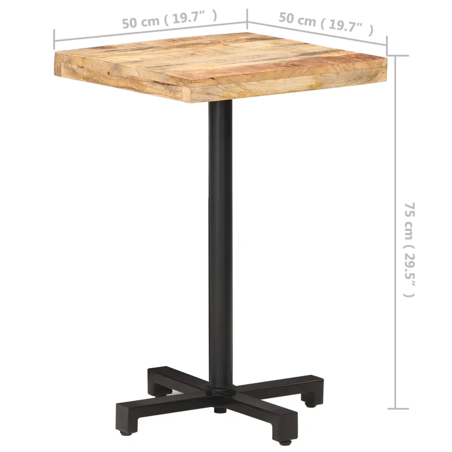 Table de bistro Carrée 50x50x75 cm Bois de manguier brut - 6