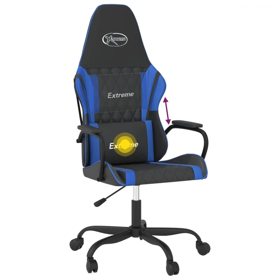 Chaise de jeu de massage Noir et bleu Similicuir - 7