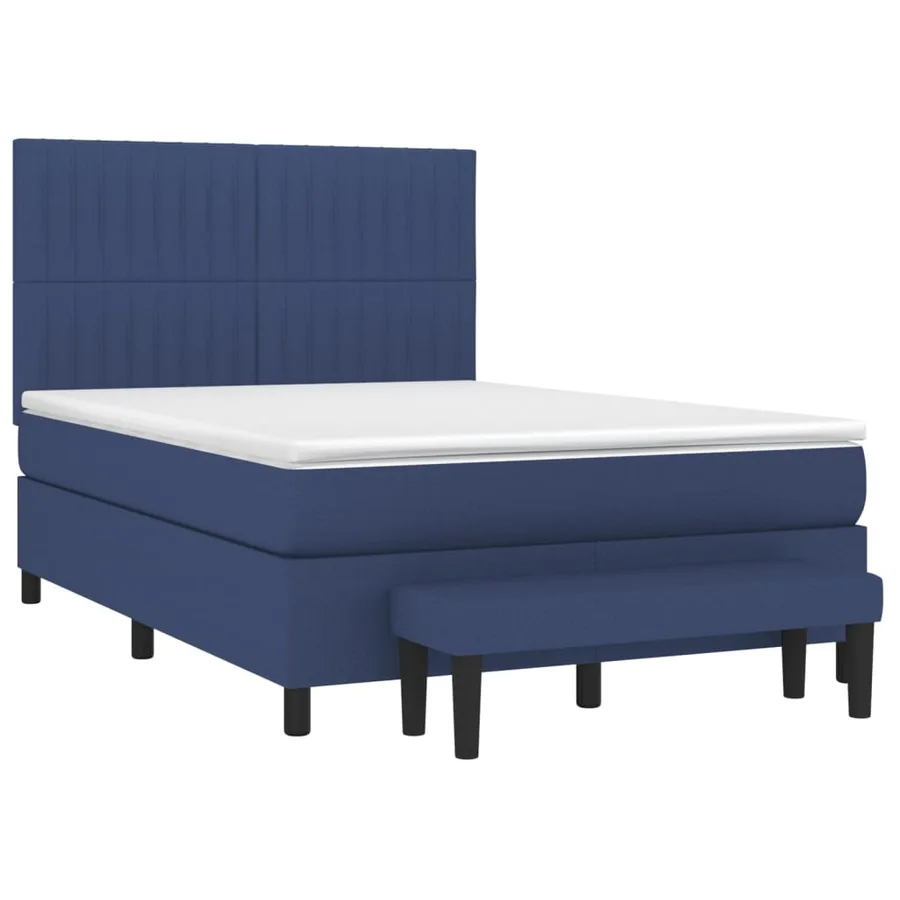 Sommier à lattes de lit avec matelas Bleu 140x200 cm Tissu - 3