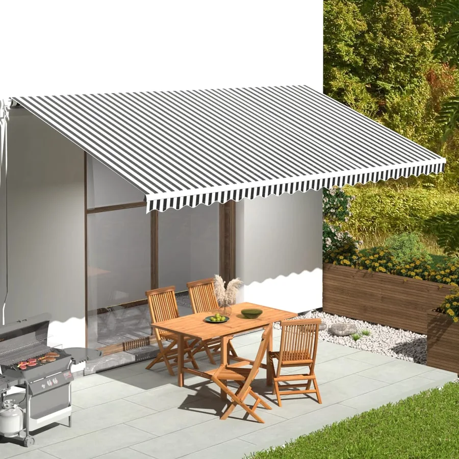 Tissu de remplacement pour auvent anthracite et blanc 6x3 m polyester