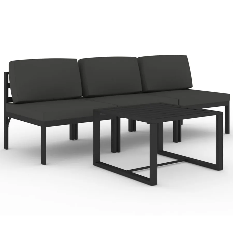Salon de jardin 4 pcs avec coussins Aluminium Anthracite - 2