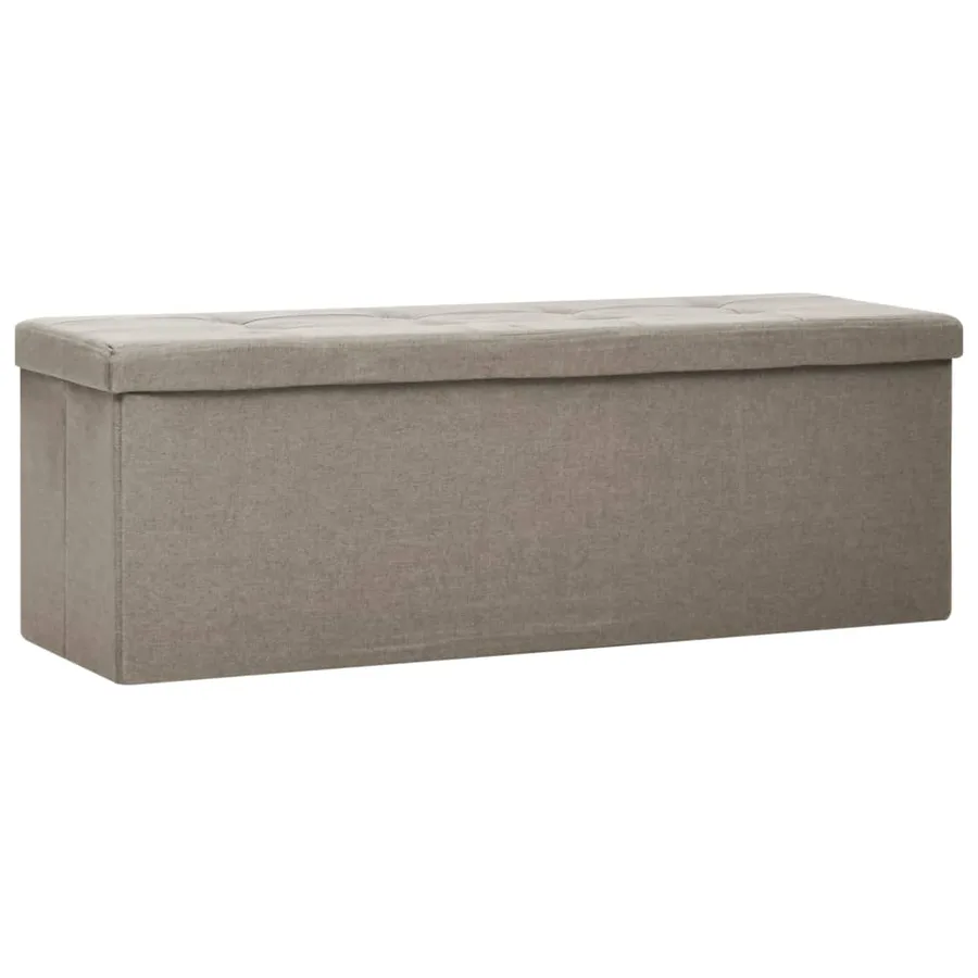 Banc de rangement pliable Taupe Faux lin - 2