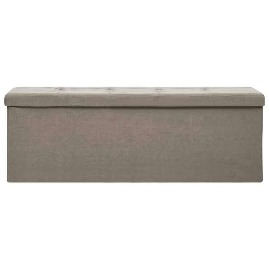 Banc de rangement pliable Taupe Faux lin - 3