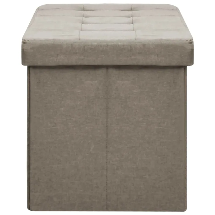 Banc de rangement pliable Taupe Faux lin - 4