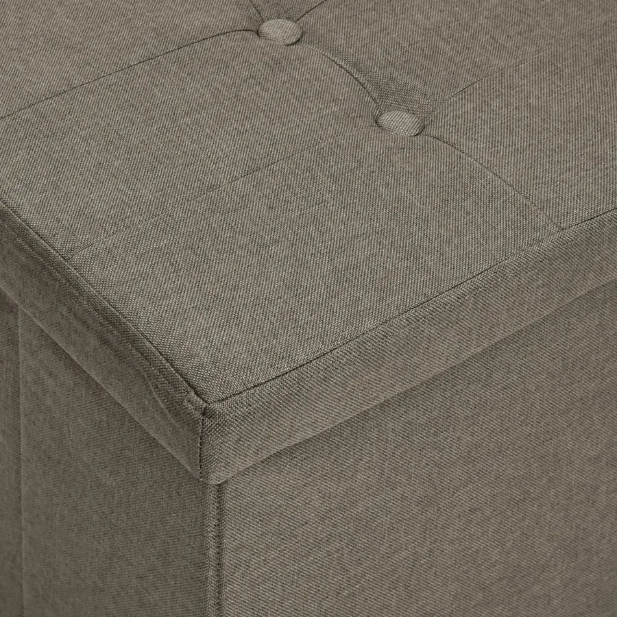 Banc de rangement pliable Taupe Faux lin - 7